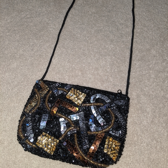 Black, silver, gold sequin mini purse - Picture 2 of 7